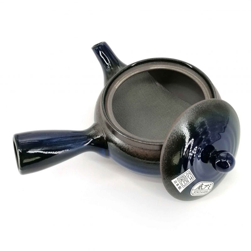 Tetera japonesa kyusu de cerámica marrón y azul - BURUENAMERU