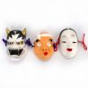 Set mit 5 traditionellen japanischen Minimasken - ZOHONNA HYOTTOKO HANNYA OKINA OKAME - 4,9 / 6 cm