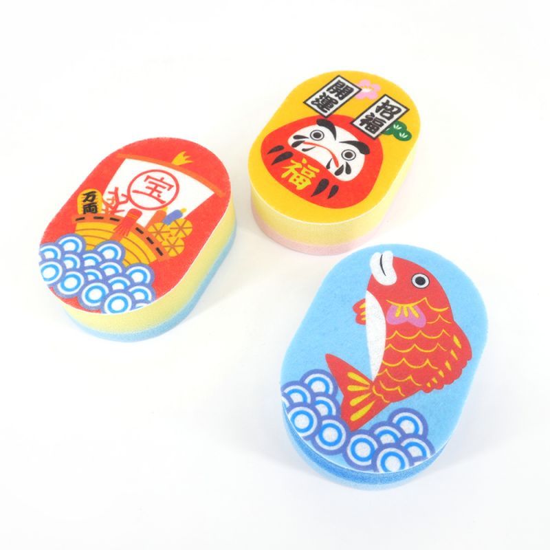 Eponge japonaise - motifs de la nouvelle année - SUPONJI, couleur au choix