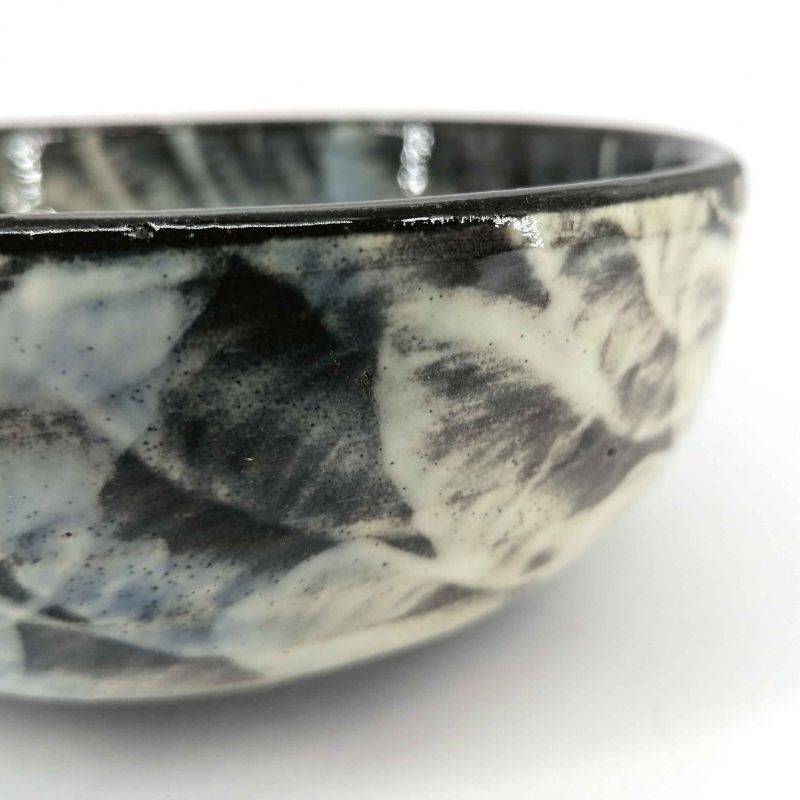 Bol pequeño donburi de cerámica japonés, blanco y negro - HAKARI
