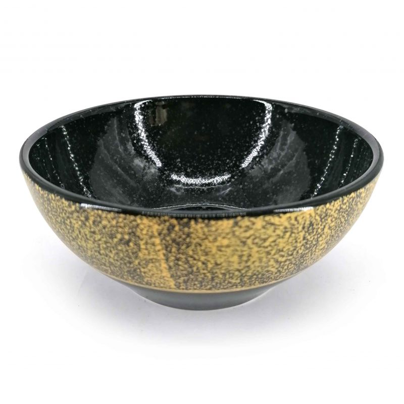 Ciotola donburi in ceramica giapponese, nera e oro - EREGANTO