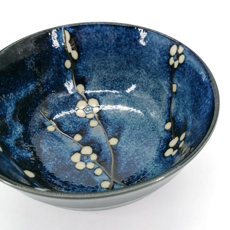 Bol japonais en céramique bleu motif fleurs - SOSHUN HANA BLUE - 17 cm