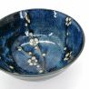 Kleine japanische blaue Keramikschale mit Blumenmuster - SOSHUN HANA BLUE - 17 cm