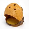 Support anti-moustiques japonais en céramique marron en forme de tanuki - MAMETANUKI - 18.2 cm