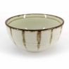 Bol donburi japonais en céramique beige lignes verticales marron - SUICHOKU SEN - 12.5cm