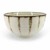 Cuenco donburi japonés en cerámica beige líneas verticales marrones - UICHOKU-SEN