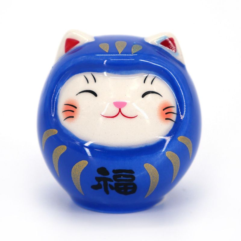 Japanese manekineko cat ornament disguised as daruma - DARUKO - 4 cm