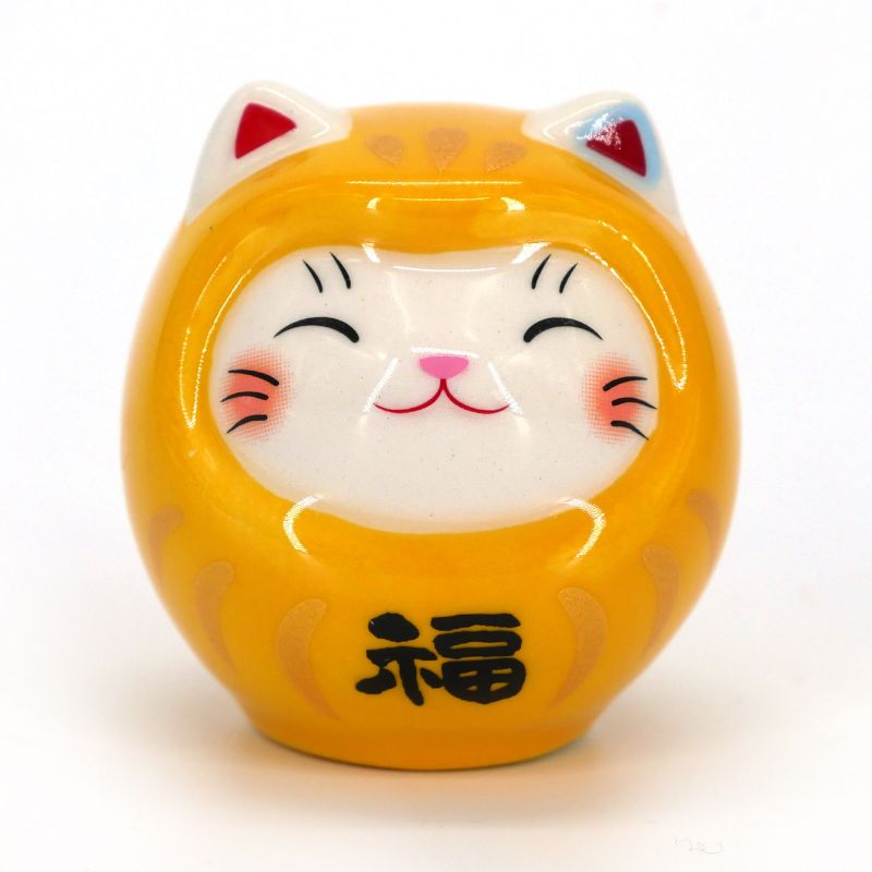 Japanisches Manekineko Katzenornament als Daruma getarnt - DARUKO - 4 cm