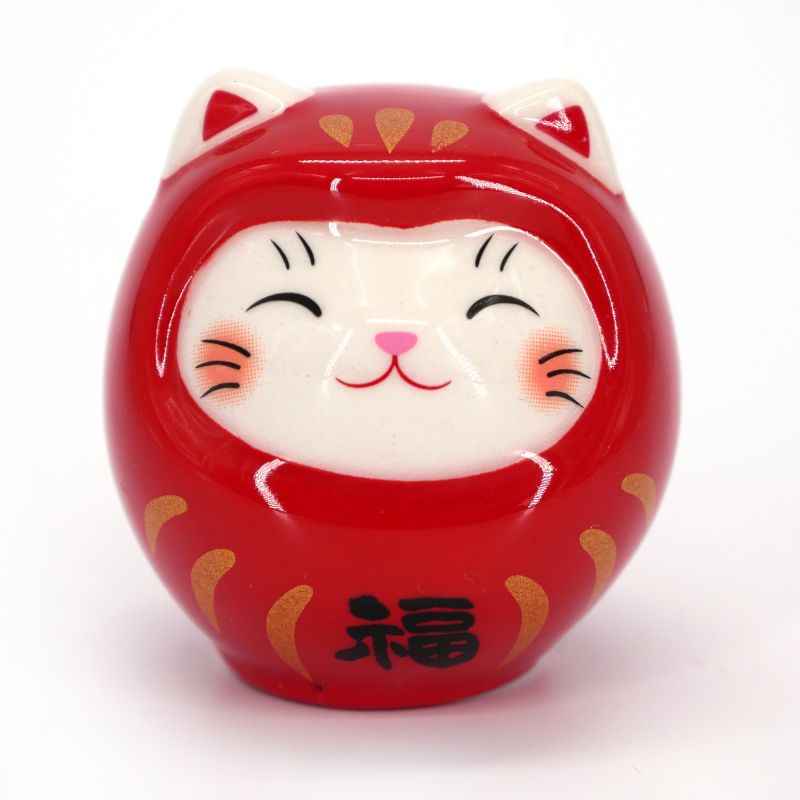 Ornement de chat japonais manekineko déguisé en daruma - DARUKO - 4 cm