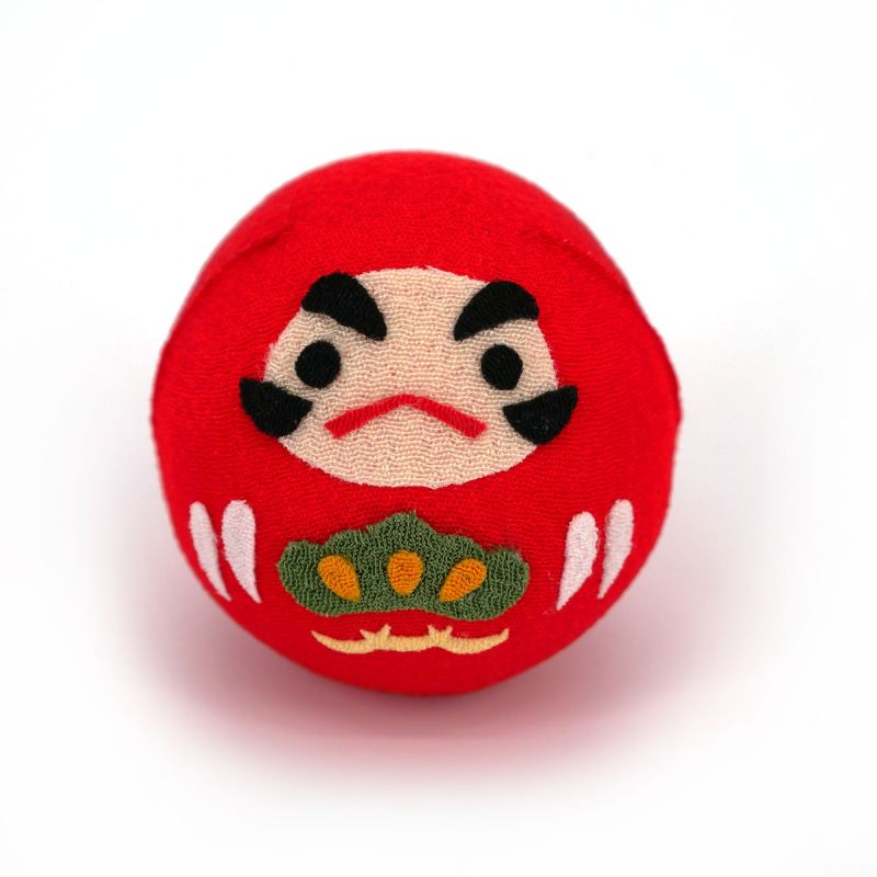 Bambola rossa Okiagari Daruma in tessuto chirimen - OKIAGARI DARUMA - 4 cm