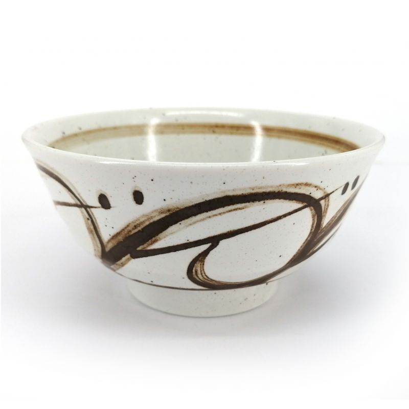 Ciotola giapponese donburi in ceramica beige con motivi marroni - SENPU