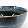 Ciotola donburi in ceramica giapponese, vernice infusa nera, verde / blu - CHUNYU