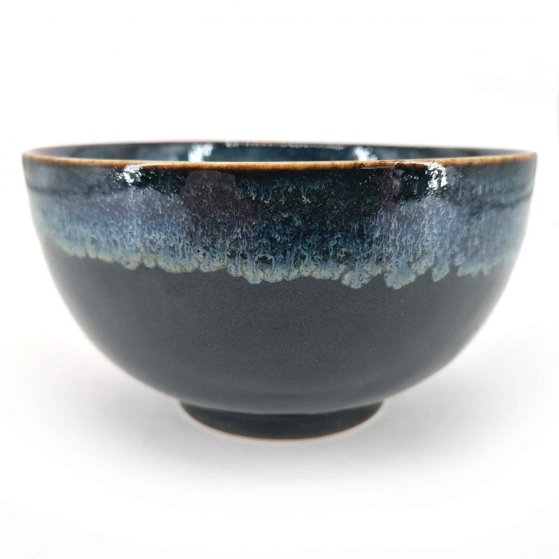 Japanische Keramik-Donburi-Schale, schwarze, grün / blaue Farbe - CHUNYU