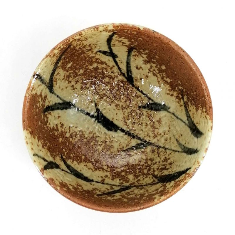 Ciotola giapponese donburi con motivo bambù in ceramica marrone - TAKE