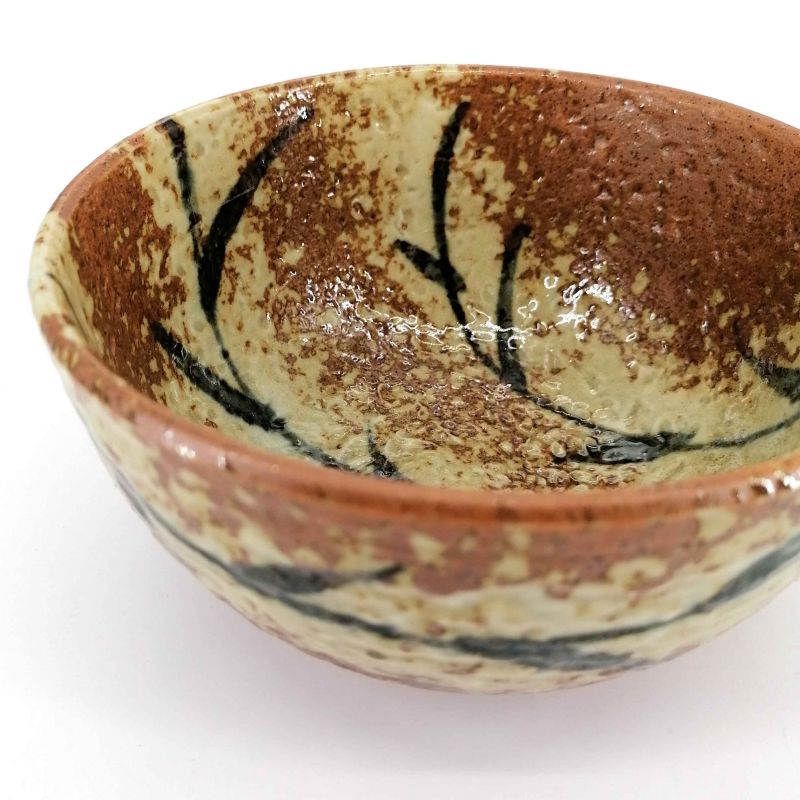 Ciotola giapponese donburi con motivo bambù in ceramica marrone - TAKE
