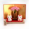 Duo de chats manekineko japonais en céramique cérémonie de mariage - KONEKOHINA - 3.5 cm
