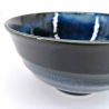 Bol japonais donburi en céramique bleu et noir - KAIYO - 17cm