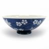 Japanese ceramic rice bowl, blue and white - MOMIJI SAKURA