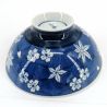 Japanese ceramic rice bowl, blue and white - MOMIJI SAKURA