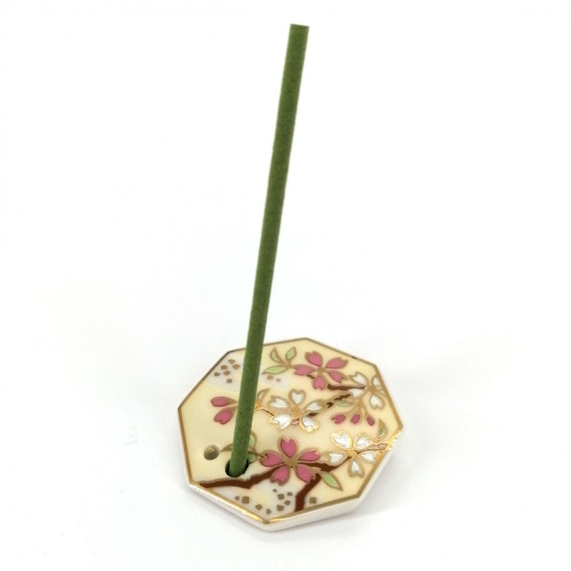 Japanese porcelain incense holder - OHJU - Cherry Tree