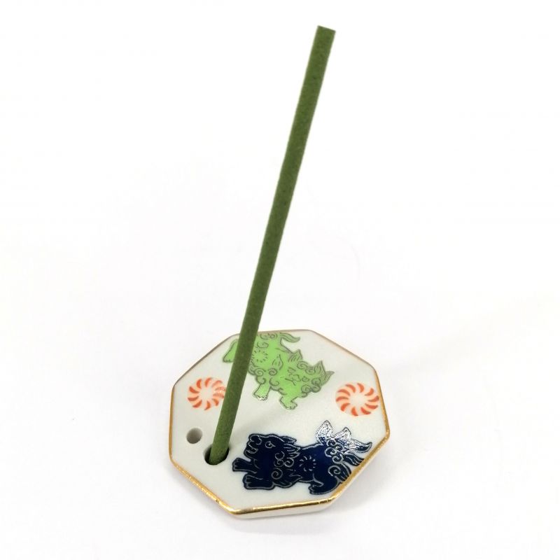 Porta incenso in porcellana giapponese - SOUJISHI - Lion Dance
