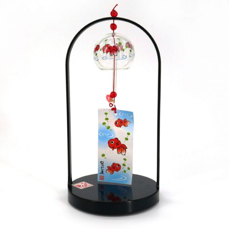 Fûrin wind bell to stand with goldfish motif in glass, KINGYO, 5 cm