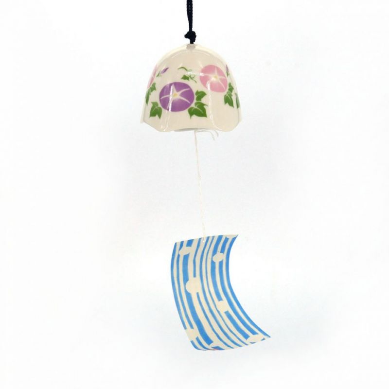 Campana del vento in ceramica giapponese, ASAGAO, blu