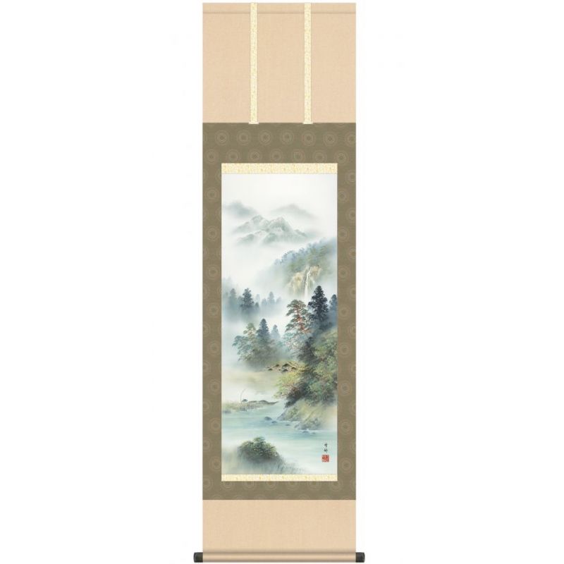 Kakemono Kakejiku paisaje japonés de niebla - KIRI NO FUKEI