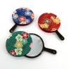 Miroir de poche fleur de prunier japonais en chirimen - KOKORO KAGAMI - coloris au choix