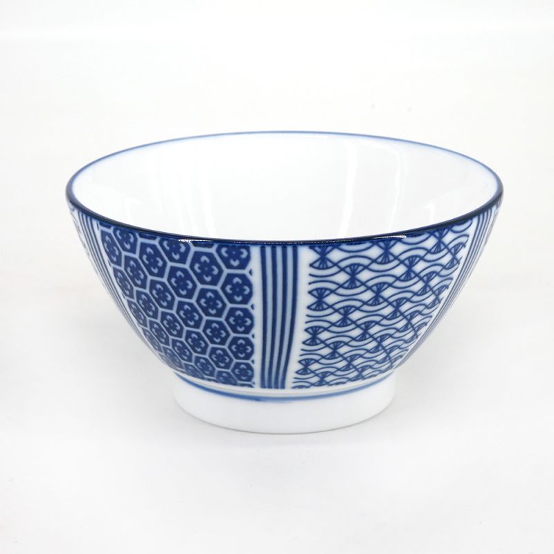 Tazón japonés en cerámica blanca y azul - KURIKAESHI