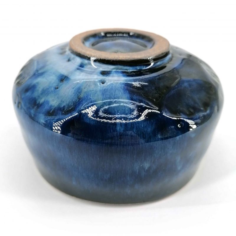 Japanese ceramic tea bowl, dark blue - AIIRO