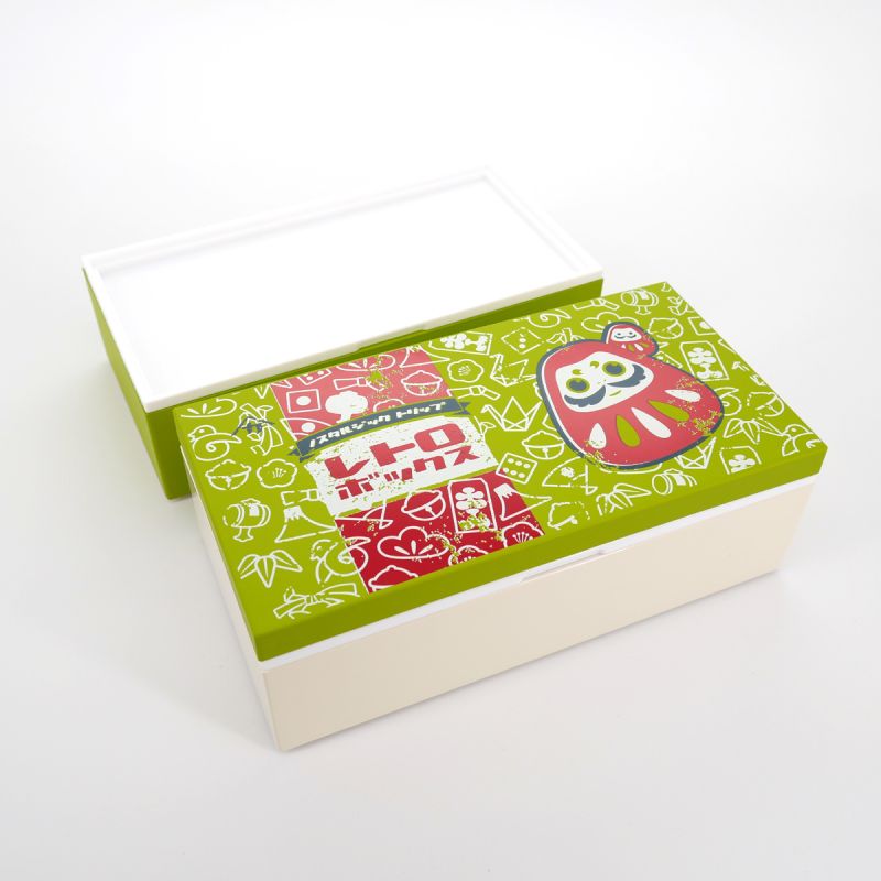 grande scatola da pranzo giapponese, FUKUDARUMA, verde