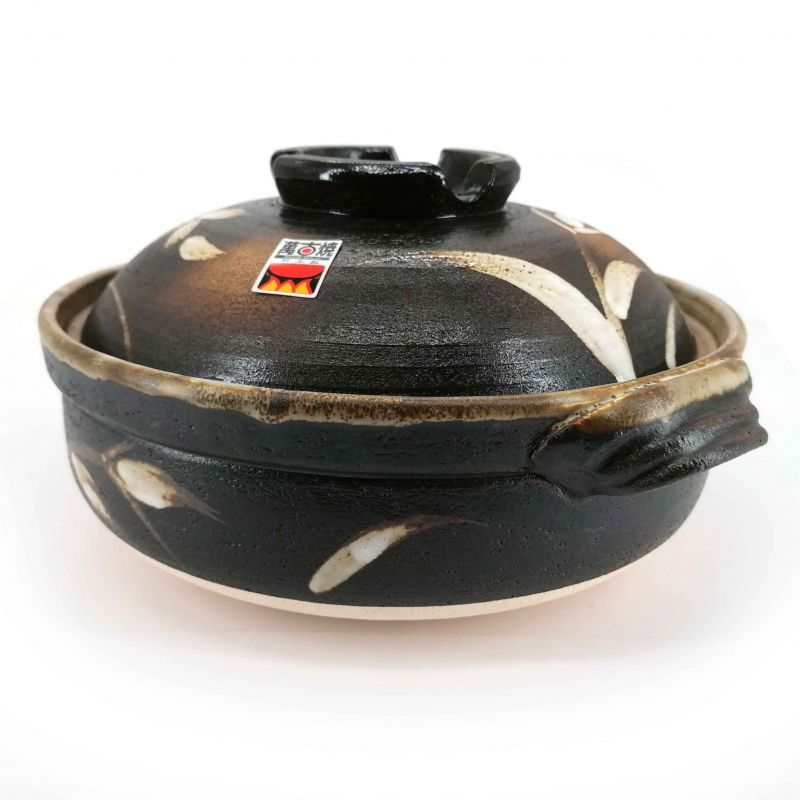 Brauner und weißer Keramik-Donabe-Topf - MIGAKIMASU