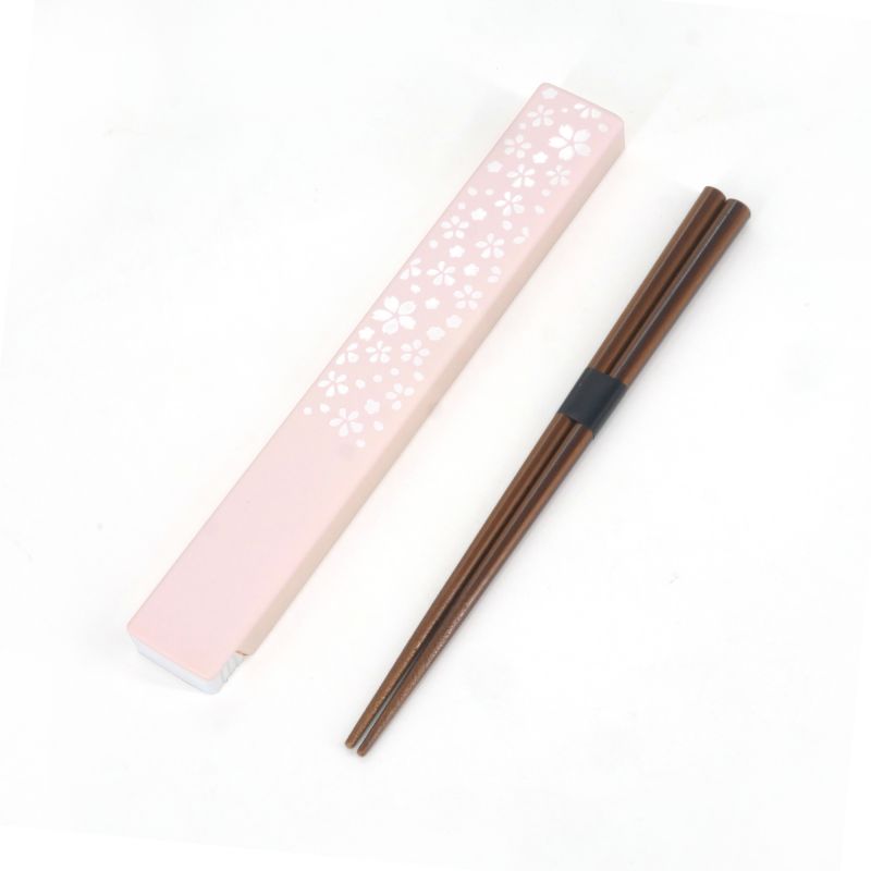 Japanese oval Bento lunch box, SAKURA, pink + chopsticks