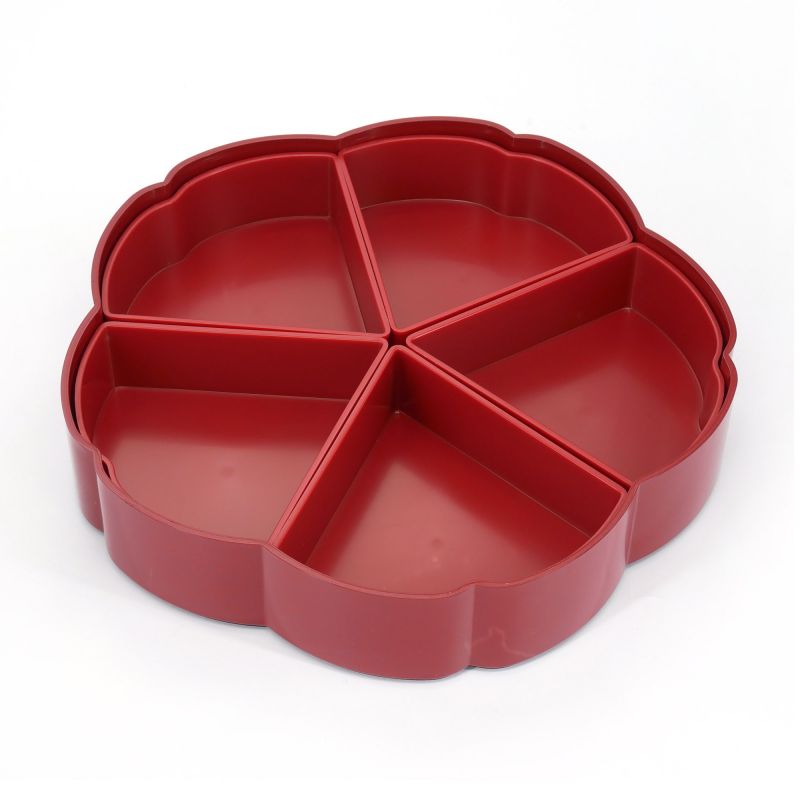 Lunch box a scomparti rosso con motivo a carpe koi - NISHIKIKOI - 23cm