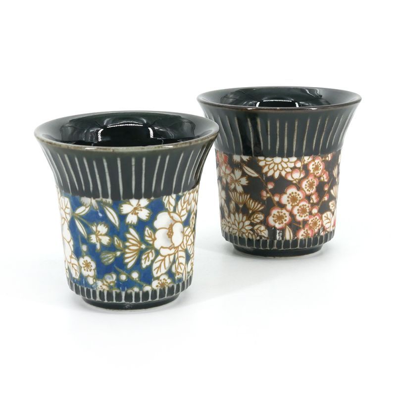 Set de 2 tasses japonaises noires en céramique - HANA PATTA