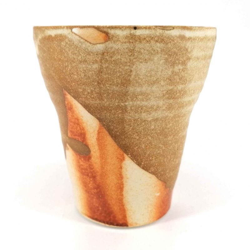 Japanese mazagran in ceramic, beige brown orange - RANDAMU