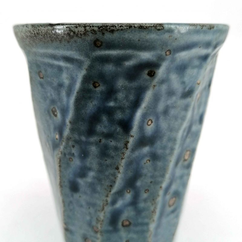 Mazagran japonais en céramique, bleu, lignes tournantes - GYO