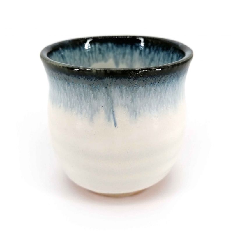 Tazza da tè in ceramica giapponese, bordo bianco e blu - KYOKAI