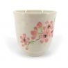 Tazza da tè in ceramica giapponese, bianco e fiori di ciliegio - SAKURA USAGI