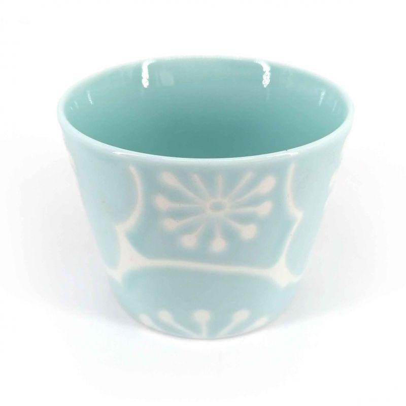 Tasse à thé japonaise en céramique, bleu et blanc - UME