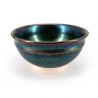 Japanese ceramic tea cup, metallic enamel petroleum shades - METARIKKU