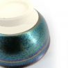Japanese ceramic tea cup, metallic enamel petroleum shades - METARIKKU