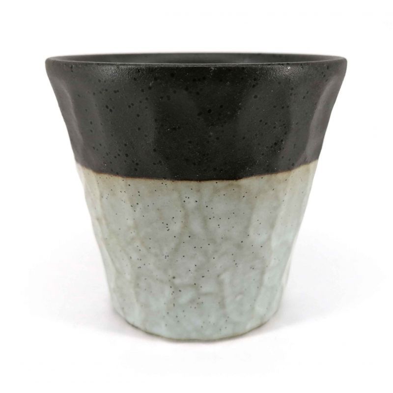 Tasse à thé japonaise en céramique, marron et grise, bord brut - FUKISOKU