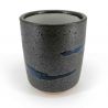 Japanische Keramik Teetasse, braune und blaue Linie - RAIN