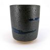 Taza de té de cerámica japonesa, línea marrón y azul - RAIN