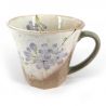 Tazza in ceramica giapponese con manico, beige e viola - SAKURA