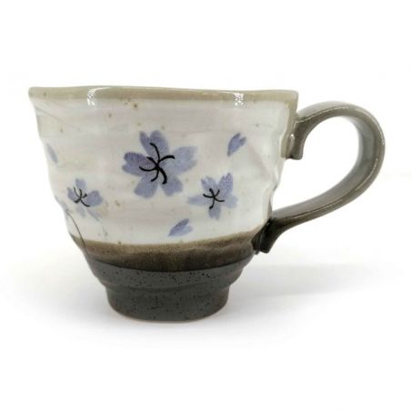 Taza de té japonesa de cerámica con tapa y filtro, motivos florales,  FURAWAZU