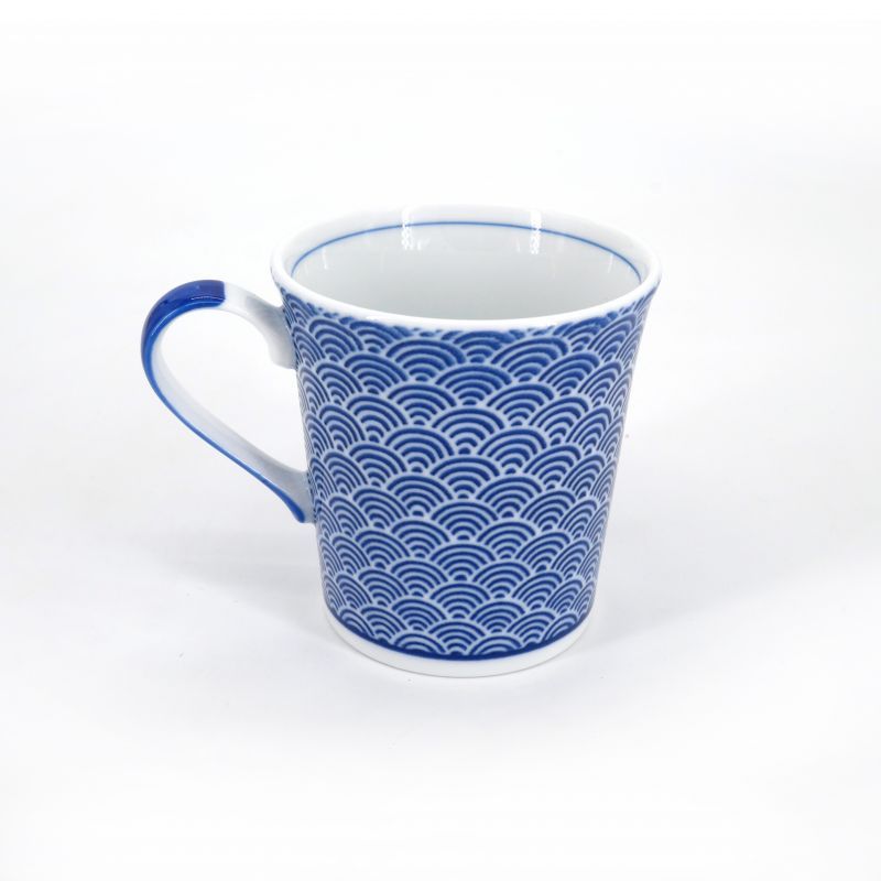 japanische mug Teetasse aus blaue keramik, SEIGAIHA wellen