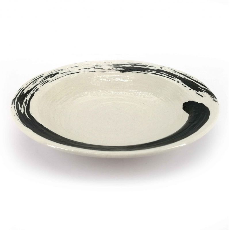 Plato de cepillo de cerámica blanca japonesa - MIGAKIMASU